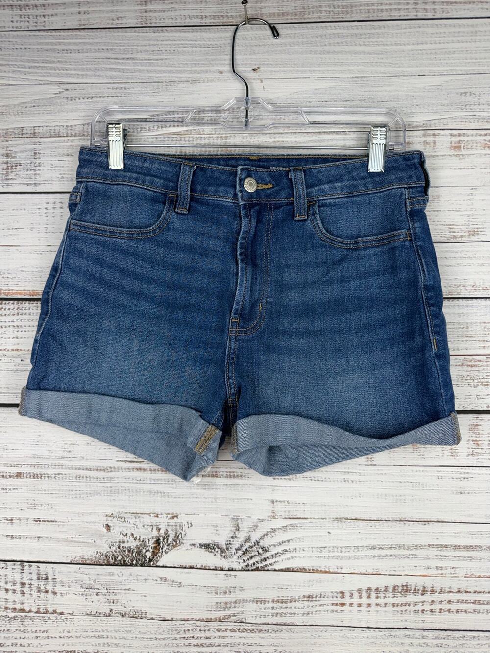 Old Navy Blue High Rise Wow Denim Shorts 6 Medium Wash Stretch Classic Normcore